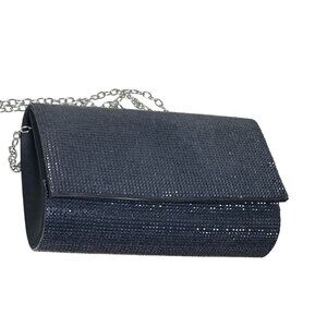 David’s Bridal Crystal Mesh Clutch Black Rhinestone Evening Bag Wedding Prom